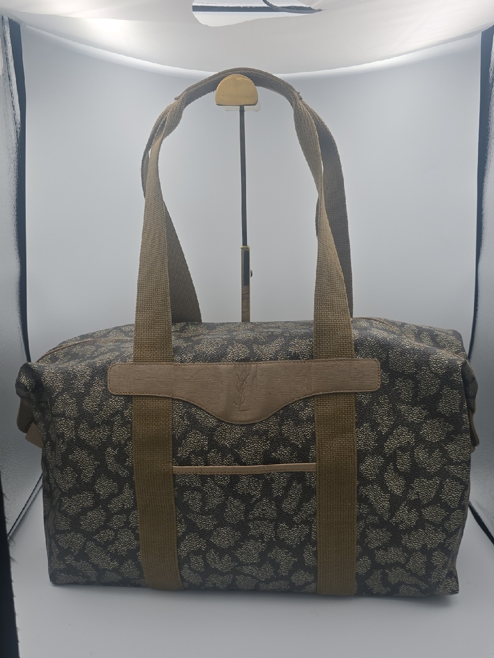 Yves Saint Laurent Vintage Tan & Gray Giraffe Patterned Large Weekender (EUC)🦒✨ - Picture 1 of 15